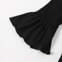 Noubeau Toddler Baby Girls Halloween Outfits Letter Print Flare Sleeve Dress Shirt Cute Pumpkin Bell-Bottoms Pants Scarf (12-18 Months, Black)