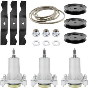 Mower Deck Rebuild Kit Fit for Craftsman 54" 917.250240 917.250250 917.253700 917.253701 917.253711 917.276861 917.276862, 3 Spindles/3 Pulleys/3 Blades/1 Deck Belt