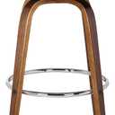 Armen Living Sonia 30" Bar Height Swivel Brown Faux Leather and Walnut Wood Bar Stool - Set of 2, 30" Seat Height