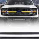 MEGAIE Smoked LED Grille Amber Lights w/Sequential Turn Signal Compatible with 2024+ F150 XLT