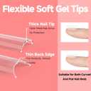 UNA GELLA 504PCS No C Curve Tapered Square Nail Tips, 3XL Extra Long Straight Clear Fake Nail Tips, 12 Sizes Half Cover Gel False Nails for Acrylic Nails Professional Salons Home DIY
