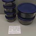 Anchor Hocking 12 Piece Glass Storage Containers with Lids (6 Glass Food Storage Containers & 6 Navy Blue SnugFit Lids)