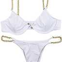 AIBEARTY Women's Sexy Metal Chain Strap Bikini Set 2 Piece Swimsuit Bathing Suit, L