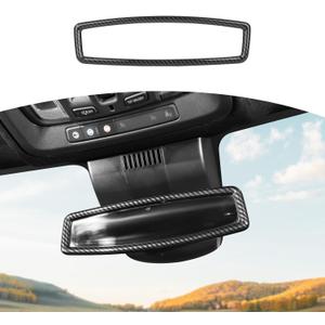 for Silverado Rearview Mirror Trim Cover Fit for Chevy Silverado 2022-Present Black Carbon Fiber Interior Accessories 1pc (Gray)