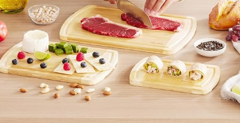 Riveira Two Tone Bamboo Wood Cutting Board – Versatile And Durable: Set Of 3 Pcs Rectangular Wooden Cutting Board – Natural Wooden Cutting Boards For Kitchen – Complete Bamboo Wooden Chopping Board