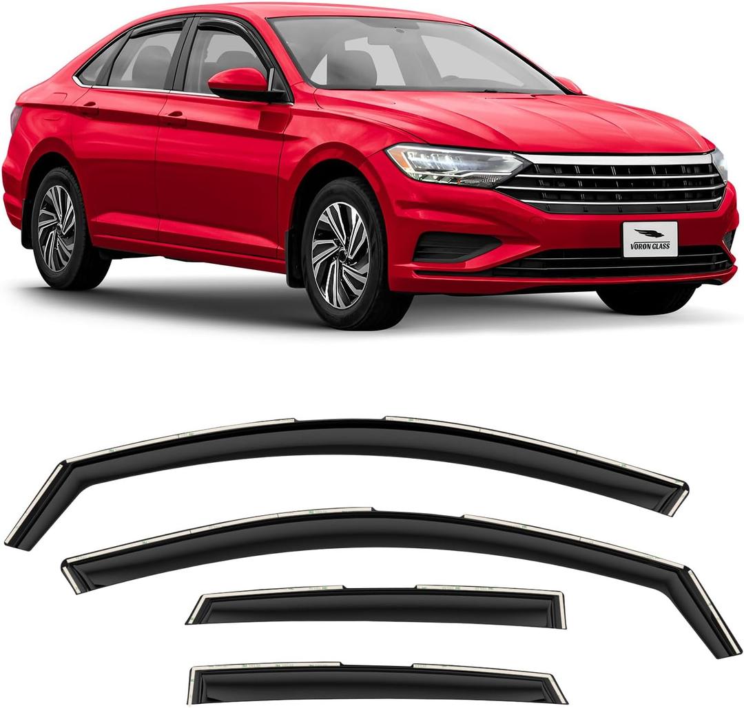 Voron Glass in-Channel Extra Durable Rain Guards for Volkswagen Jetta 2019-2026, Window Deflectors, Vent Window Visors, 4 Pieces - 200675