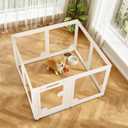Clear Acrylic Dog Playpen Indoor with Door - Easy to Assemble Foldable Pet Playpen for Small Dogs, Cats, Rabbits, Ferrets - Small Animal Whelping Crate Kennel Fence (8)
