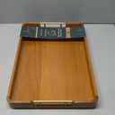 Solid Teak Wood Serving Tray with Handles, 20"x14"x2" Large Ottoman Tray for Living Room Kitchen Party, Decorative Rustic Rectangular Tray for Home Coffee Table Breakfast Dinner Bar