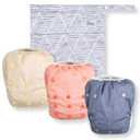 Nora's Nursery Reusable Swim Diapers and Wet Bag  One Size Fully Adjustable  Laguna Unisex 3 Pack with Wet Bag