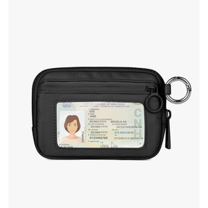 Didida The Iris Wallet Zip Card Case with ID Window Purses for Women Coin Purse with Zipper Mini Portable Keychain Wallet, Black