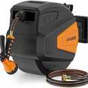 Ayleid Retractable Garden Hose Reel,1/2 in x 65 ft Wall Mounted Hose Reel, with 9- Function Sprayer Nozzle, Any Length Lock/Slow Return System/Wall Mounted/180°Swivel Bracket (Black)