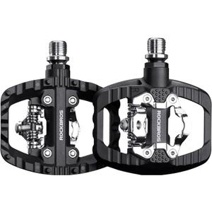 ROCKBROS Mountain Bike Pedals MTB Pedals, Nylon Widened Flat Pedal with Non-Slip Nails, Sealed Bearing Clipless Pedal Compatible with SPD, Universal 9/16" for Road Bike, MTB