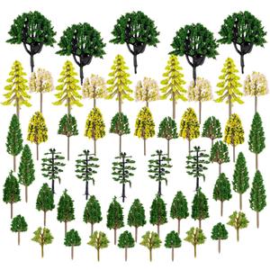 Jiebor 55pcs Miniature Model Trees Artificial Fake Trees Diorama Materials Supplies for Train Landscape Scenery Building Fairy Garden Accessories Kit Architecture DIY Crafts