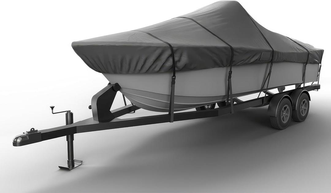 Seal Skin Covers Universal Boat Cover, Waterproof Marine-Grade Cover for 14'-16' L & Up to 68" W, Heavy-Duty & UV-Resistant, Ideal for Bass Boats, V-Hull, Fishing & Runboat (Gray)