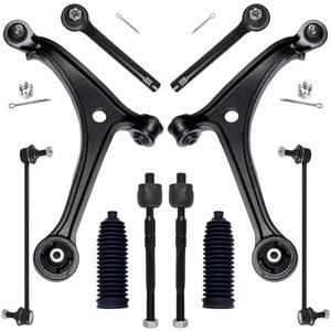 KEYOOG 10Pcs Front Lower Control Arm Kit w/Ball Joint Fit For 2005-2008 2009 2010 Ho-nda Odyssey, Outer Inner Tie Rod End, Sway Bar Link, Boots (OE# K620505 K620504 K750304 EV800226 ES800224)