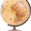 Exerz 12" Antique Globe With a Wood Base - Rotating World Globe - Modern Map in Vintage Color 12" Diametre