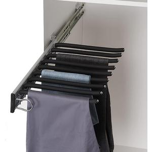 Pull Out Trouser Hangers for Closet Sliding Pants Hanger with 9 Steel Bars Extendable Pants Rack with Black Velvet Hanging Rod (Color : Installation on The Right) (Installation on The Left)