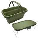 Foldable Picnic Basket Large Capacity Camping Folding Basket with Table Car Trunk Organiser Can be Used as Ice Bucket Suitable for Camping, car Storage, Home Sorting, etc. (Khaki)