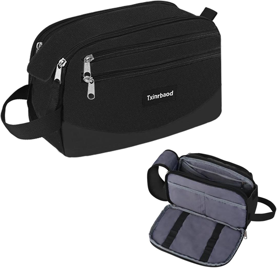 Travel Toiletry Bag for Men Toiletry Bag Dopp Kit Water-resistant Shaving Bag Large Travel Toiletry Organizer Travel Essentials Black
