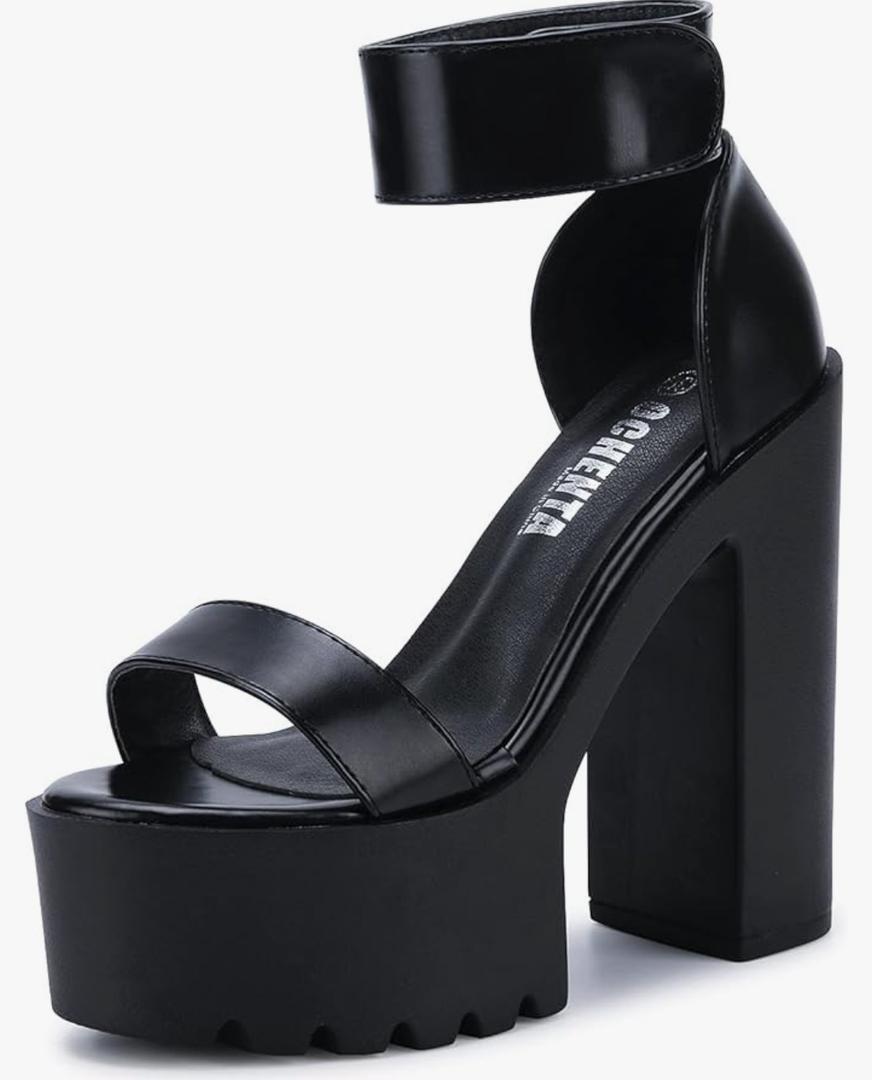 OCHENTA Womens Fashion Platform Sandals Chunky Heels Lug Sole Block High Heel Comfortable Sexy Heels 36