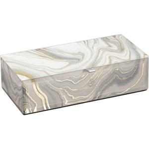 Glass Jewelry Box for Women, Girls Velvet Lined Jewelry Organizer Storage Case for Earrings, Rings, Bracelets, Perfect Birthday, Wedding & Christmas Gift (White Marble Pattern) (White Gold Small)