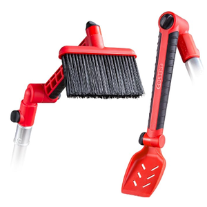 Multi-Angle Gutter Cleaning Tools from the Ground - Gutter Cleaner tool attachment for Threaded Poles - Gutter Scoop & Brush for rain gutter cleaning and leaf removal from Gutter Guard