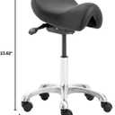 Saddle Stool with Wheels, Height Adjustable Ergonomic Rolling Saddle Chair for Salon Tattoo Shop Spa Home Dentist Clinic, Black Saddle Stool