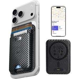 ESR Geo for MagSafe Wallet with Find My Functionality, RFID Blocking, 5 Cards Holder for Phone Case, Strong Magnetic Wallet for iPhone 17e/17/16/15/14/13/12 Series, Not for Mini, Black Carbon Fiber