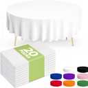 Pureegg Plastic Table Cloth Disposable 20 Pack, 84'' Round Table Cloths, Party, Picnic, Wedding, Decorative Tablecloths, Round, White Plastic Cover, Leakproof & Sturdy, White
