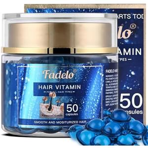 Fadelo Hair Oil Capluse for Frizzy & Dry Hair, Keratin Styling with Argan, Jojoba & Avocado Oils - No Rinse Serum with Vitamin A C E and Pro B5, 50pcs