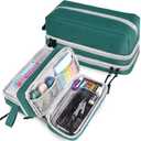 Large Capacity Pencil Case,Multifunction Pencil Pouch,Pencil Bags with Zipper 3 Compartments Pencil case organizer for or School Teen Girl Boy Men WomenGreen