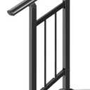 Metty Metal Handrails for Outdoor Steps Suitable for 1 to 2 Steps- Wrought Iron Stair Railing- Step Steady with 2 Feet Handrailing- Safe Indoor Home Banisters (Black with Balusters)