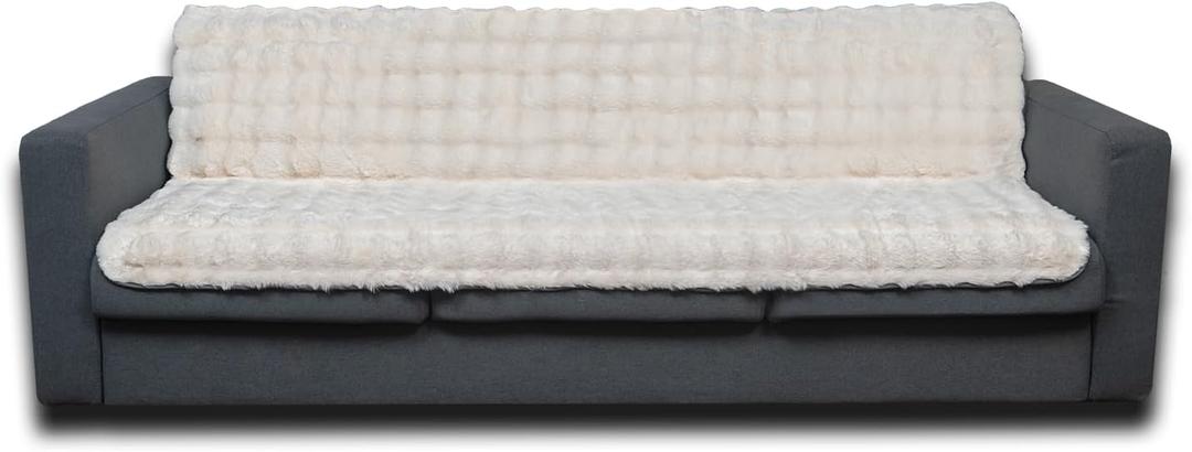 Waterproof Dog Bed Cover, Dog Pad Soft Plush Pet Blanket with Anti-Slip Back for Bed Couch Sofa, Furniture Protector for Small, Medium and Large Dogs and Cats (White-Bubble, 52"x82")