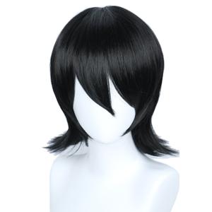 Linfairy Unisex Short Black Straight Cosplay Wig Halloween Costume Wig for Women