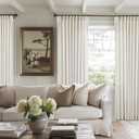Extra Wide Pinch Pleat Curtains 84 Inches Long for Patio Sliding Glass Door Natural Cream Linen 60 Inch Wide Curtain Memory Trained Pleated Drapes Hooks Rings 60x84 Curtain for Large Window 1 Panel