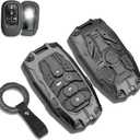 QBUC for Honda Key Fob Cover with Keychain - Heavy Zinc Alloy Shell & Silicone Case for Double Protection - Compatible with 2022-2026 Honda Accord Civic HR-V CR-V Pilot (Black)