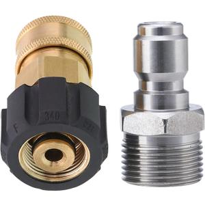 Tool Daily Pressure Washer Adapter, 3/8 Inch Quick Connect Kit, M22 14mm to M22 Metric Fitting, 5000 PSI