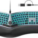 Wired Ergonomic Split Keyboard 7 Color Backlit Wrist Rest Full Size Numpad USB-A & Type-C Win/Mac