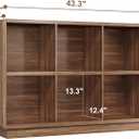 ChooChoo 6 Cube Storage Organizer, Wooden Bookcase with Storage, Cube Storage Bookshelf for Bedroom and Home Office, Brown Walnut, 2-Tier 6-Cubes