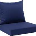 Favoyard Outdoor Seat Cushion Set 24 x 24 Inch Waterproof & Fade Resistant Patio Furniture Cushions with Removable Cover Deep Seat & Back Cushion with Tie Straps for Chair Sofa Couch, Blue 