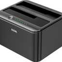 SSK Aluminum Hard Drive Docking Station, USB 3.0 to SATA Dual Bay External HDD Dock Caddy Reader for 2.5 & 3.5 inch SATA HDD SSD, with UASP Offline Cloner/Duplicator Function (2x20TB Supports) Black