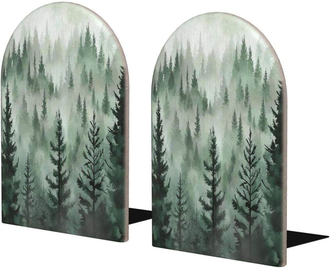 Green Tree Bookends Decorative Book Ends for Shelves Heavy Books Holder Organizer Non-Slip Desk Book End for Kids Room Office School Kitchen Home Desktop Decor 1 Pairs