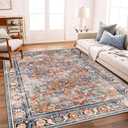 CHAMPLANT 4x6' Washable Vintage Area Rug Boho Chic Medallion Distressed Design Non-Shedding Easy Care Ideal for High Traffic Areas in Living Room Bedroom Kitchen Office Large Carpet