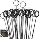 Hotop 30 Pcs Floral Card Holder Pick Metal Wire Flower Place Card Stick 13.4 in Picture Photo Memo Holder Round Floral Gift Stick Clip for Centerpiece Table Wedding Baby Shower Party Favor (Black)