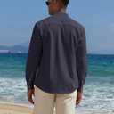 COOFANDY Men's Casual Henley Shirts Long Sleeve Band Collar Lightweight Beach Shirts Summer T-Shirts (M)