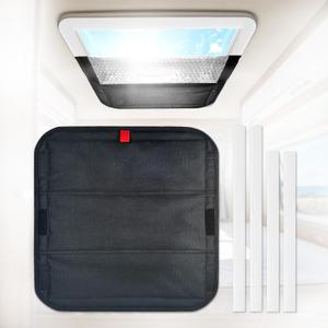 Skylight Window Shade, Roof Ventilation Shield for Motorhome, Sturdy Velcro Attach, 16x16 in Foldable Heat & Light Blocker, Camper/Tailer Accessories