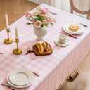 Checkered Tablecloth Rectangle Cotton Linen Gingham Table Cloth with Tassel Washable Wrinkle Free Heavy Duty Buffalo Plaid Table Cover for Dining/Party/Picnic (Pink, 55" x 102" (Rectangular))