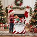 2 Pack Large Embroidered Santa Sack, Personilized Christmas Santa Bags Reusable Large Canvas Gift Bag with Drawstring for Xmas Package Storage and Party Supplies Favors (Signature Christmas)