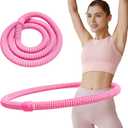 Weighted Soft Spring Hula Hoop for Adults, 3.3 lbs Foldable for Home and Travel, Portable Slimming Fitness Hoop for Weight Loss, Waist-Friendly Design, Upgraded Closed Silent Version (pink)