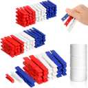 120 Pcs Christmas Colored Clothes Pins 3 Size Wooden Clothespins with 328 ft Jute Rope, Mini Christmas Photos Clips for Craft Photo Peg Hanging Picture Party Favor Home Decorations(Red, White, Blue)